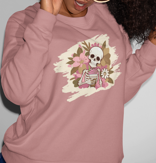 Skeleton Coffee and Flowers Sweatshirt